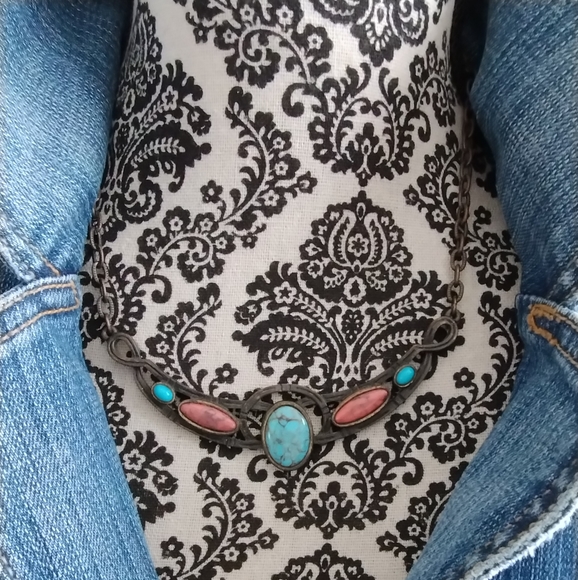 Caroline Emmons Turquoise & Corral, Style Rustic Vibe Bib Necklace - Picture 4 of 13